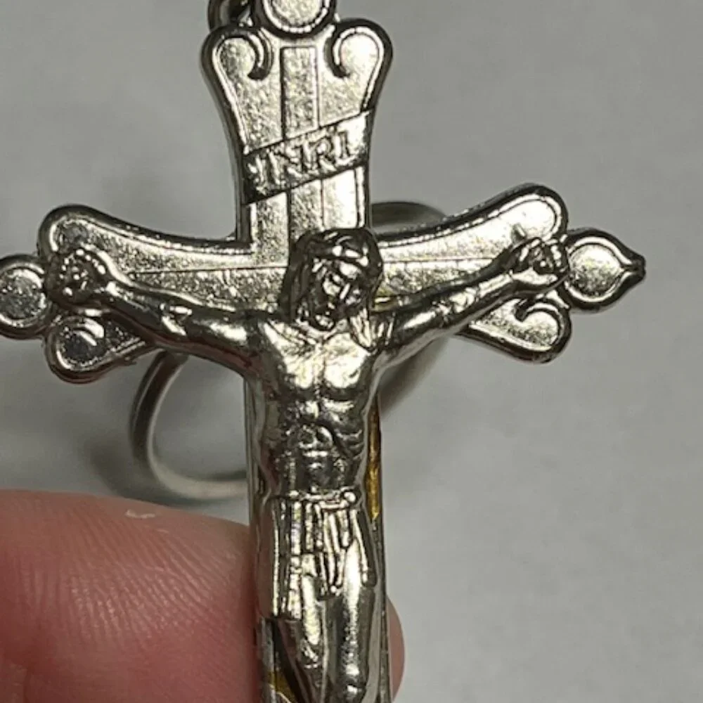 Silver-Toned Metal Jesus Crucifix Cross Keychain Pendant Charm Providence1.5